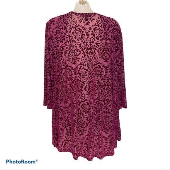 Espresso Purple Velvet Floral Open Cardigan Size M - Picture 2 of 5